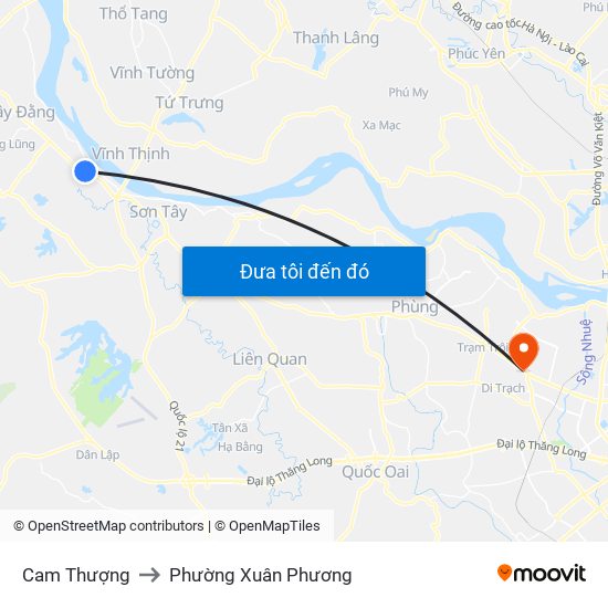 Cam Thượng to Phường Xuân Phương map