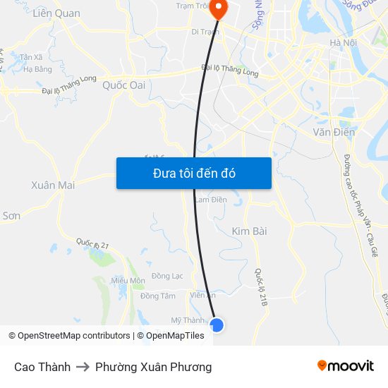 Cao Thành to Phường Xuân Phương map