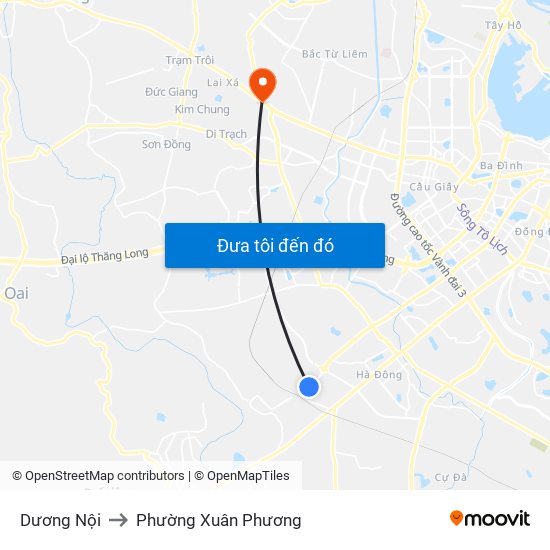 Dương Nội to Phường Xuân Phương map