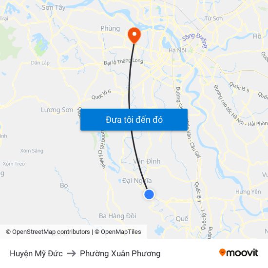 Huyện Mỹ Đức to Phường Xuân Phương map