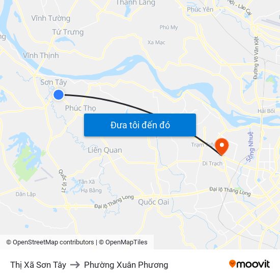 Thị Xã Sơn Tây to Phường Xuân Phương map