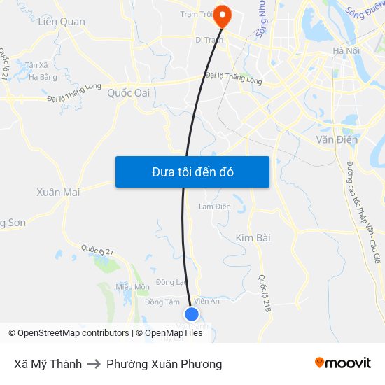 Xã Mỹ Thành to Phường Xuân Phương map