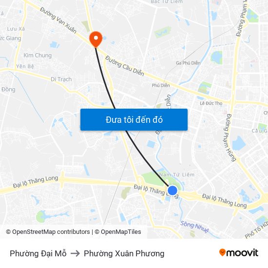 Phường Đại Mỗ to Phường Xuân Phương map