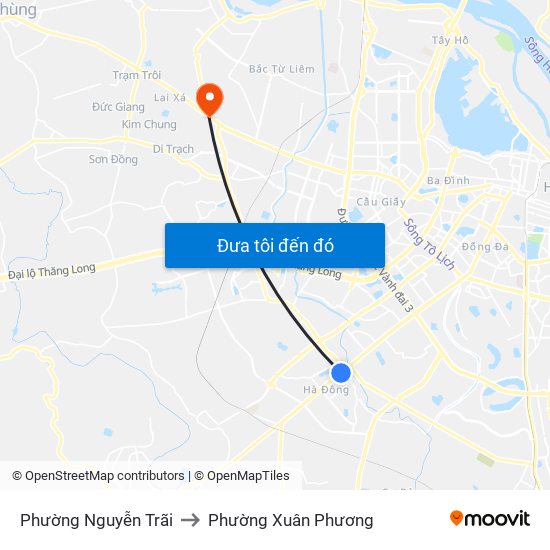 Phường Nguyễn Trãi to Phường Xuân Phương map
