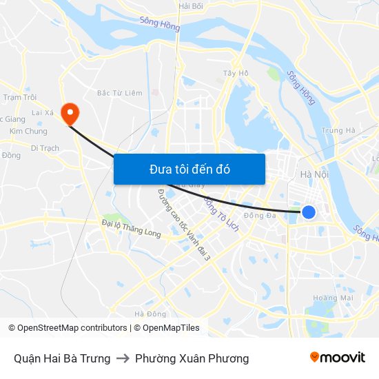 Quận Hai Bà Trưng to Phường Xuân Phương map