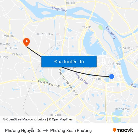 Phường Nguyễn Du to Phường Xuân Phương map