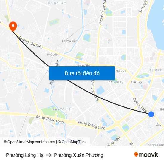 Phường Láng Hạ to Phường Xuân Phương map