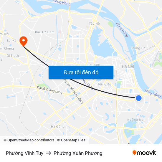 Phường Vĩnh Tuy to Phường Xuân Phương map