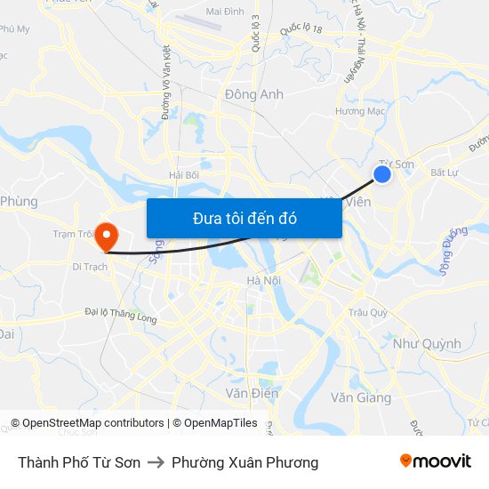 Thành Phố Từ Sơn to Phường Xuân Phương map