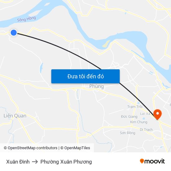 Xuân Đình to Phường Xuân Phương map