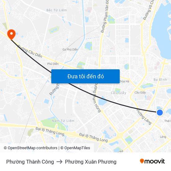 Phường Thành Công to Phường Xuân Phương map