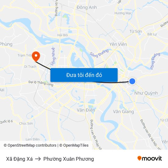 Xã Đặng Xá to Phường Xuân Phương map