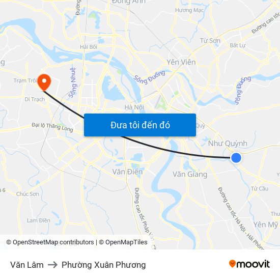 Văn Lâm to Phường Xuân Phương map