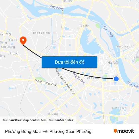 Phường Đống Mác to Phường Xuân Phương map