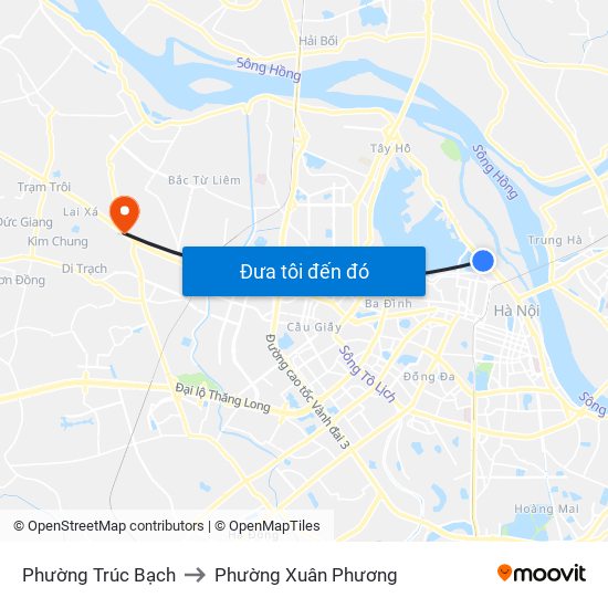 Phường Trúc Bạch to Phường Xuân Phương map