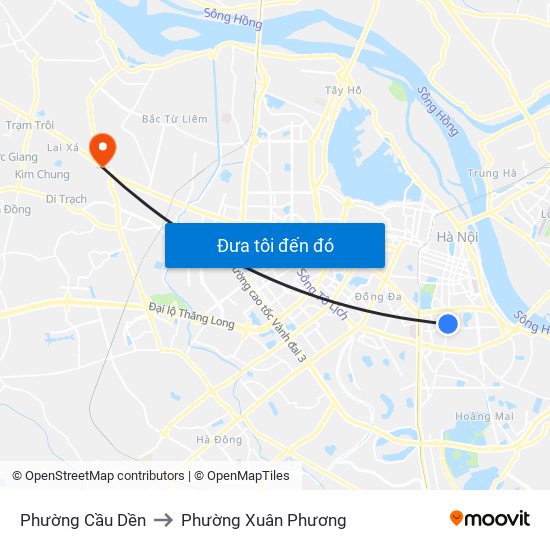 Phường Cầu Dền to Phường Xuân Phương map