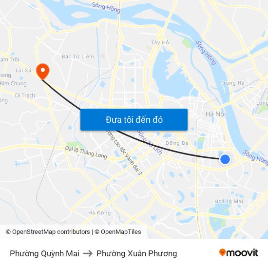 Phường Quỳnh Mai to Phường Xuân Phương map