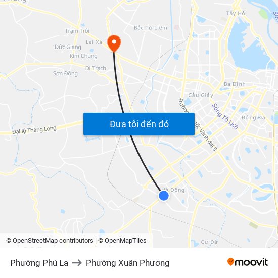 Phường Phú La to Phường Xuân Phương map