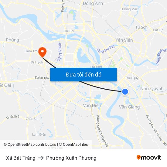 Xã Bát Tràng to Phường Xuân Phương map