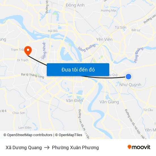 Xã Dương Quang to Phường Xuân Phương map