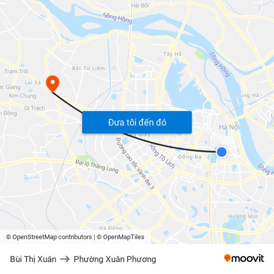 Bùi Thị Xuân to Phường Xuân Phương map