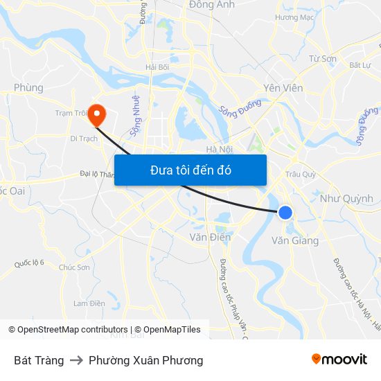 Bát Tràng to Phường Xuân Phương map