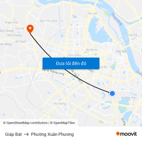 Giáp Bát to Phường Xuân Phương map