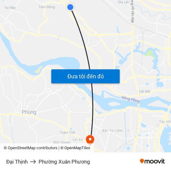 Đại Thịnh to Phường Xuân Phương map