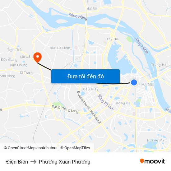 Điện Biên to Phường Xuân Phương map