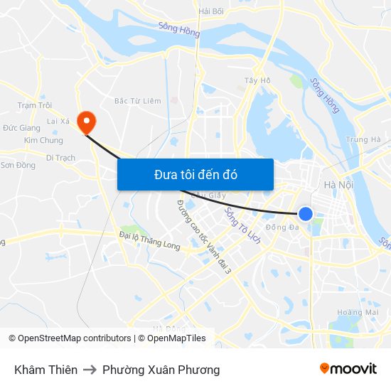Khâm Thiên to Phường Xuân Phương map
