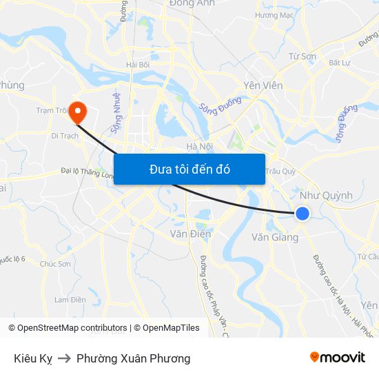 Kiêu Kỵ to Phường Xuân Phương map