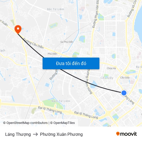 Láng Thượng to Phường Xuân Phương map