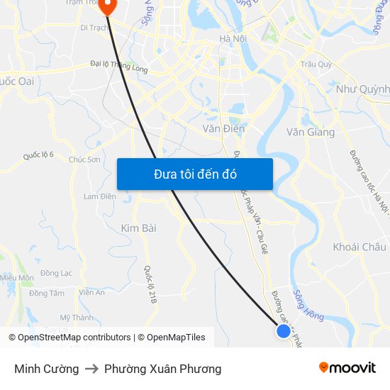 Minh Cường to Phường Xuân Phương map