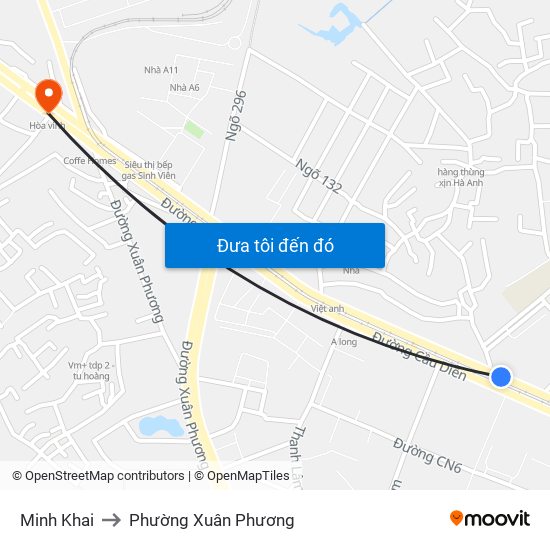 Minh Khai to Phường Xuân Phương map