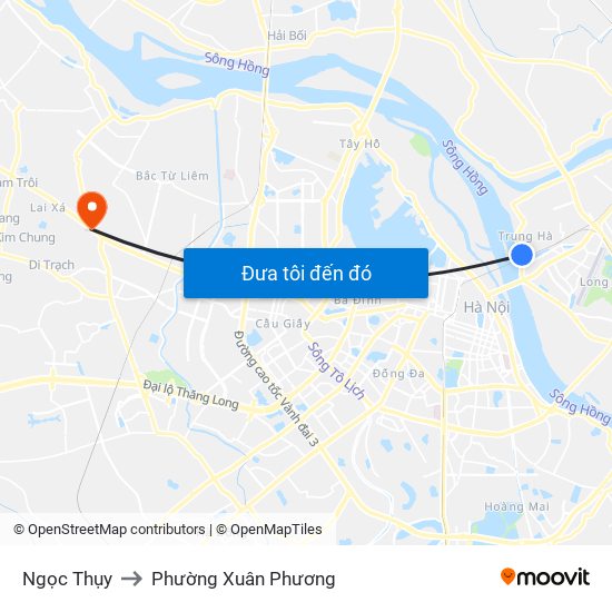 Ngọc Thụy to Phường Xuân Phương map