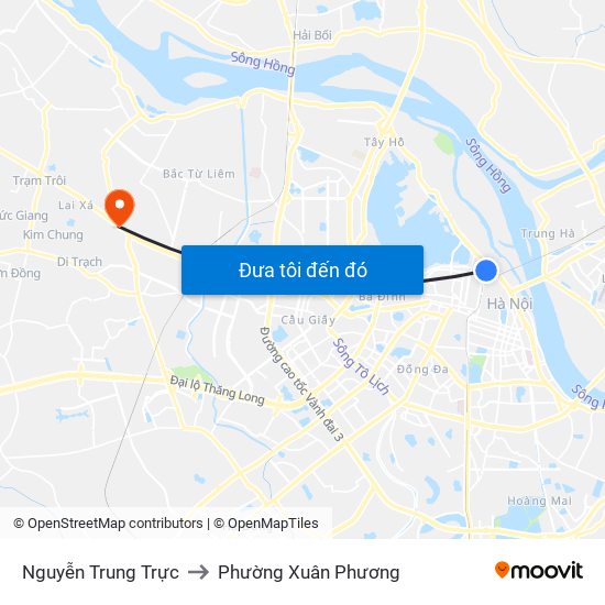 Nguyễn Trung Trực to Phường Xuân Phương map