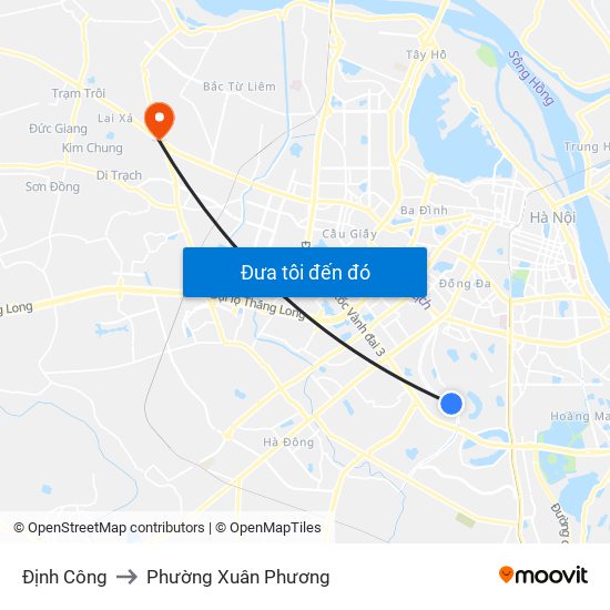 Định Công to Phường Xuân Phương map