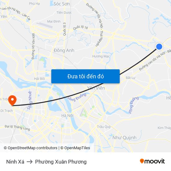 Ninh Xá to Phường Xuân Phương map