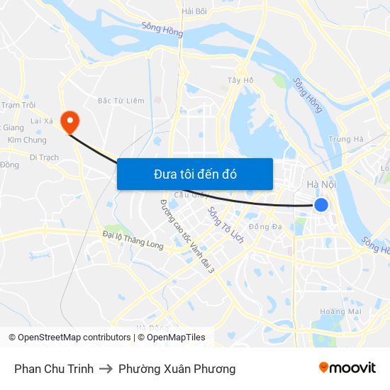 Phan Chu Trinh to Phường Xuân Phương map