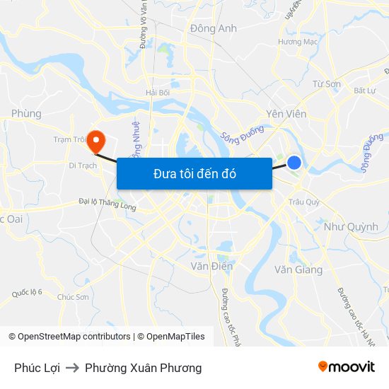 Phúc Lợi to Phường Xuân Phương map