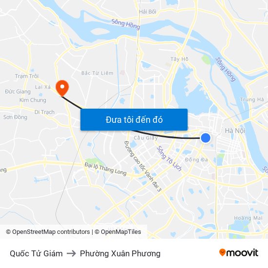 Quốc Tử Giám to Phường Xuân Phương map