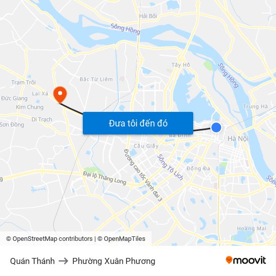 Quán Thánh to Phường Xuân Phương map