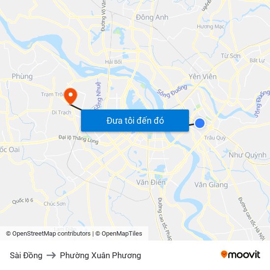 Sài Đồng to Phường Xuân Phương map
