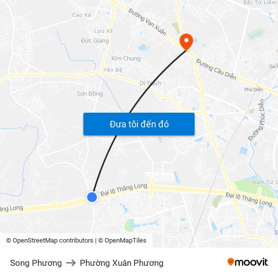 Song Phương to Phường Xuân Phương map