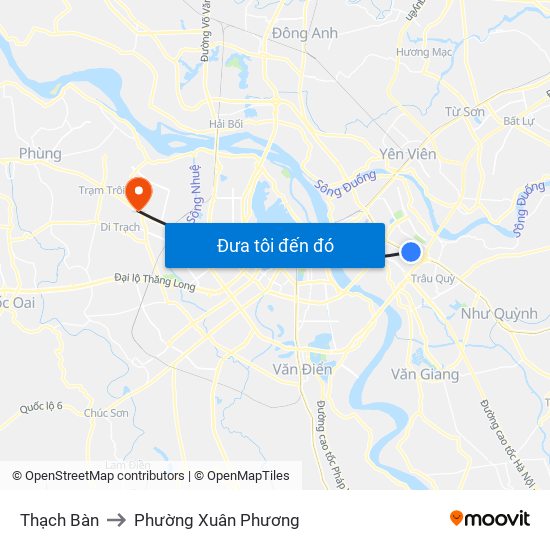 Thạch Bàn to Phường Xuân Phương map