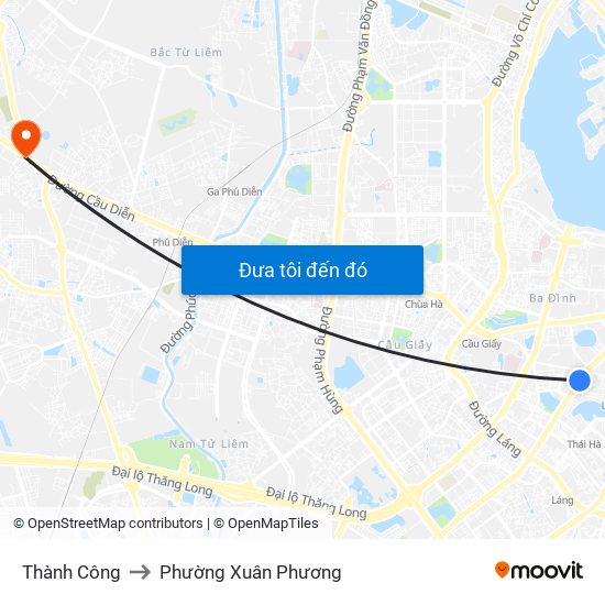 Thành Công to Phường Xuân Phương map