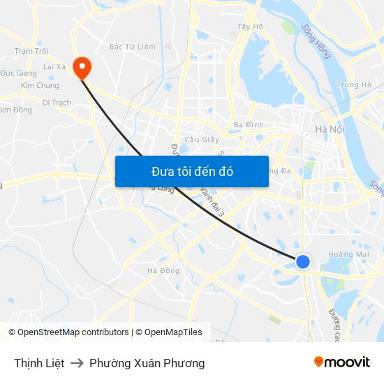 Thịnh Liệt to Phường Xuân Phương map