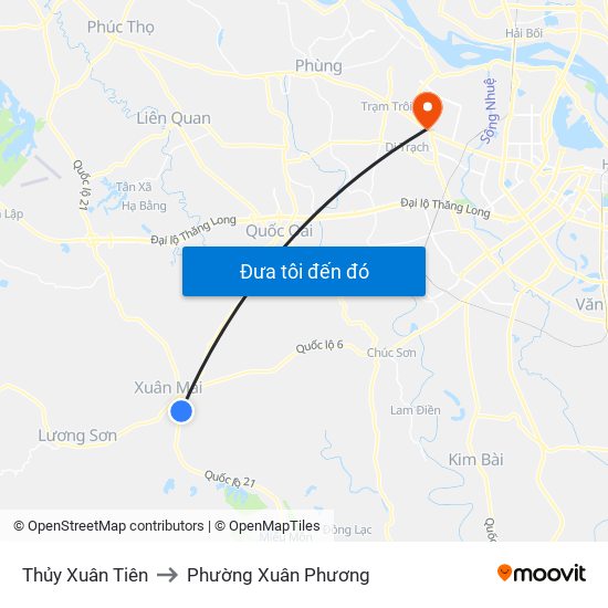 Thủy Xuân Tiên to Phường Xuân Phương map