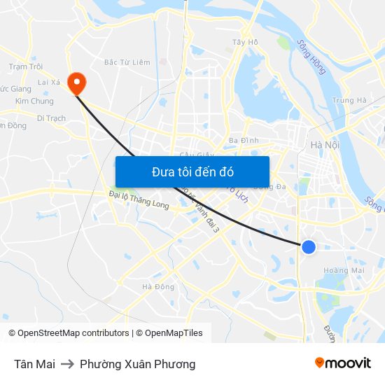 Tân Mai to Phường Xuân Phương map