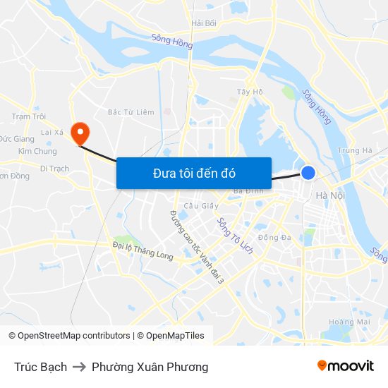 Trúc Bạch to Phường Xuân Phương map